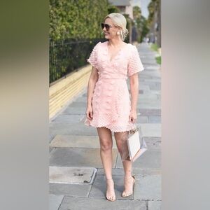 She+Sky Fashion Boutique Style Pink Wrap Pom-Pom dress Size M NWOT